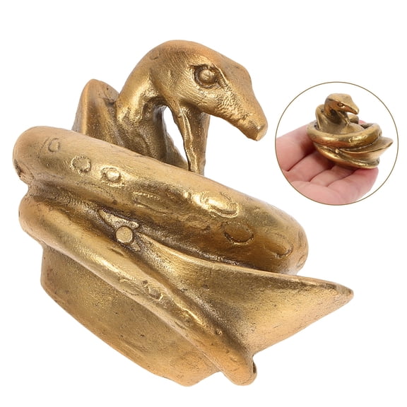 OUNONA Brass Snake Statue for Decor Golden Color Stylish Appearance Creative Novelty Miniature Metal Craft