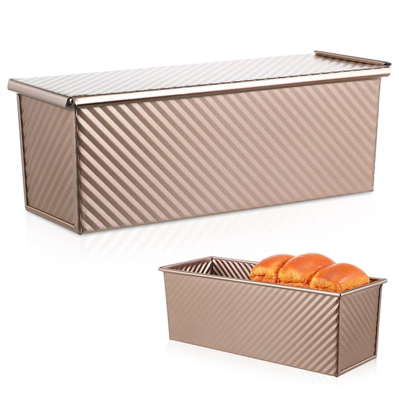 FOLOYORI Rectangular Loaf Baking Pan Metal Bread Mold with Lid Non Stick Surface for Kitchen