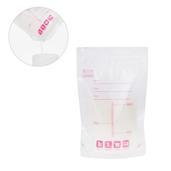 OUNONA 30pcs 80ml Breast Milk Storage Bags Disposable Bag for Baby Milk Nursing and Freezing Transparent