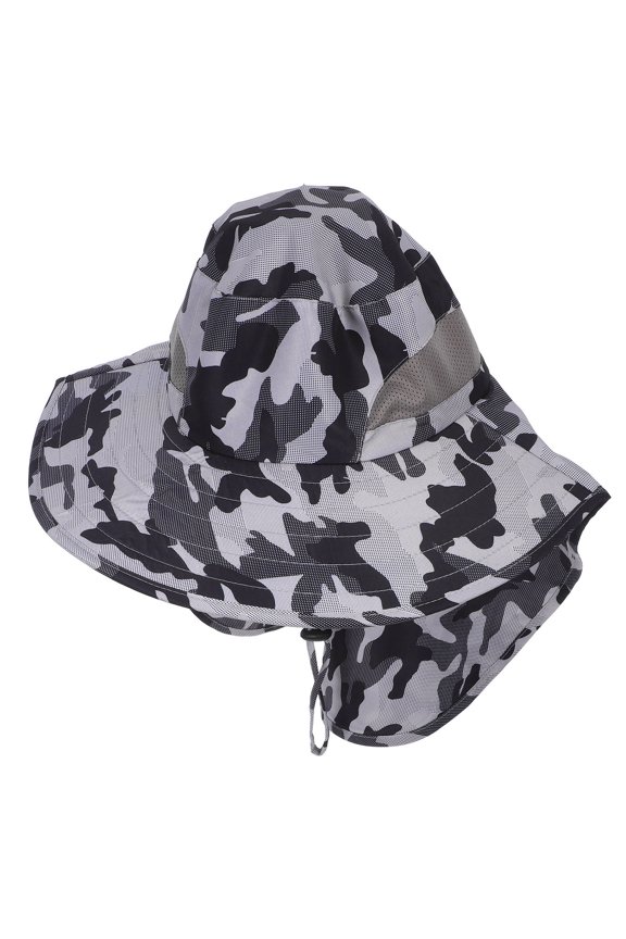 Grey Uv Protection Sun Hat with Neck Flap Breathable for Outdoor Use