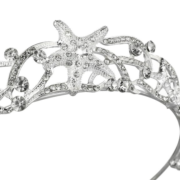 OUNONA Plated Silver Stars Crown Headpiece Rhinestones Bridal Crown for Wedding Elegant Style