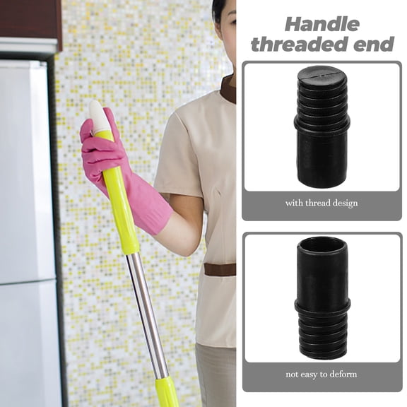 OUNONA Broom Handle Extension Thread Adapter Black Plastic for Home Cleaning 1Pack