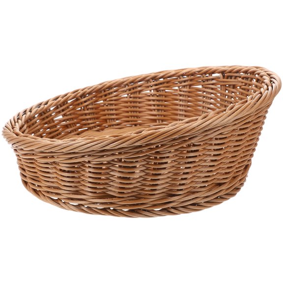 OUNONA Brown Plastic Bread Storage Basket with Drainable Small Size