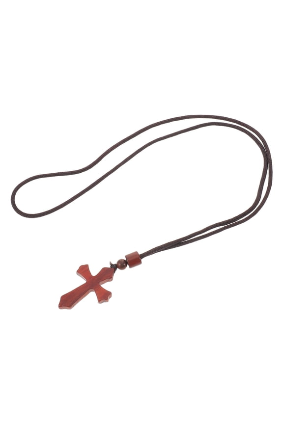 Brown Wood Cross Pendant Necklace Unisex Christian Jewelry Inspirational Faith Accessory for Church and Everyday Wear