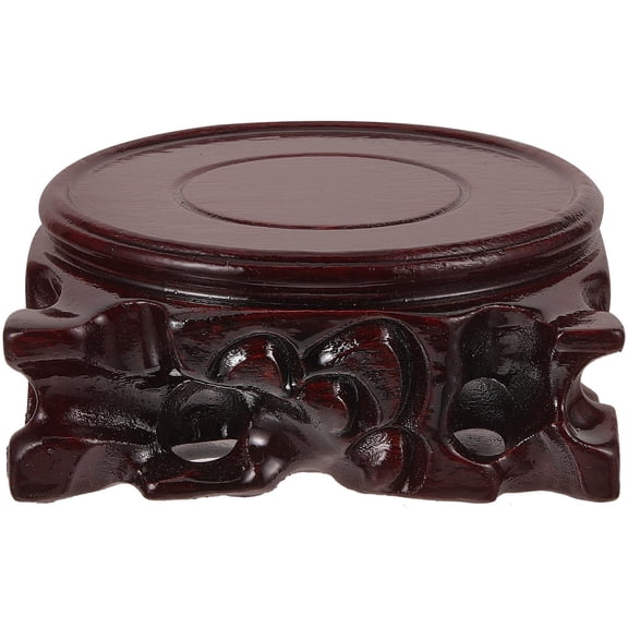 OUNONA Brown Wooden Display Base for Home Decor Stable Craft Stand for Teapot Buddha Statue 6.3 Inches