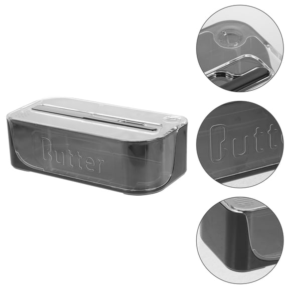 OUNONA Black Plastic Butter Dish with Lid Airtight Butter Container for Fridge and Counter