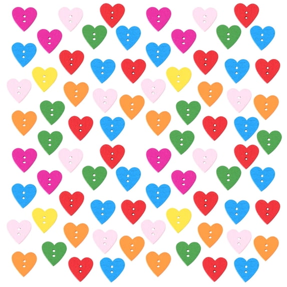 CATIEBYE 100Pcs Heart Shape Wood Sewing Buttons for Crafts, , Scrapbooking, Card Making, and Home Decor