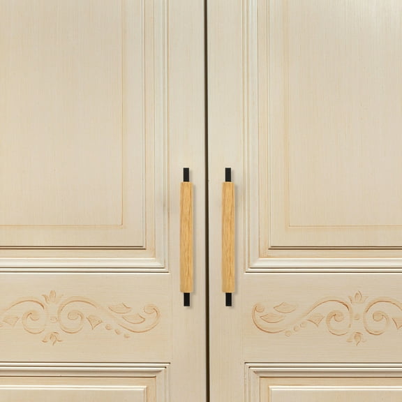 OUNONA Cabinet Handles Aluminum Alloy and Wood Easy to Install for Home Use 4.5 Inch