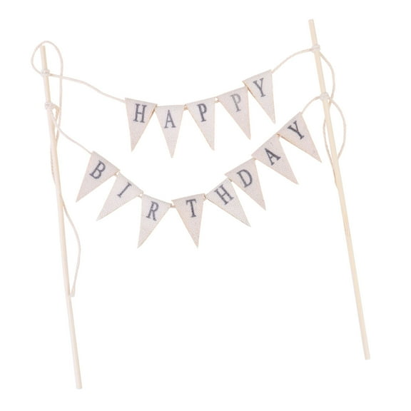 OUNONA  Cake Topper for Cookies Vintage Pennant Flag Banner