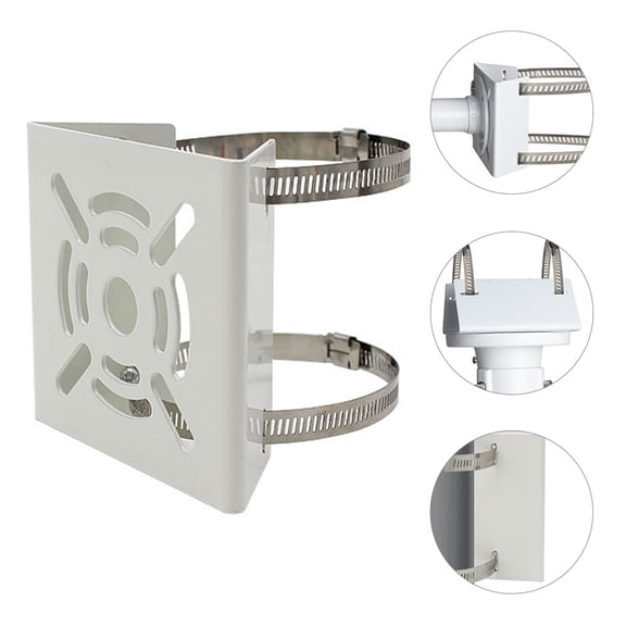 OUNONA Weatherproof Camera Pole Mount Bracket in Light Grey Alloy for Secure and Easy Outdoor Installation