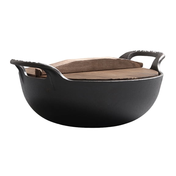 OUNONA Black Cast Iron Pie Pan and Saucepan Combo, 1-Pack Cookware for Baking and Cooking