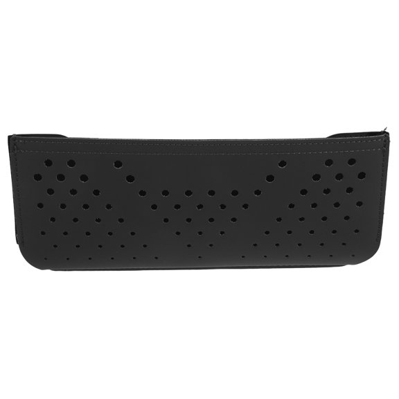 OUNONA Black PU Car Console Organizer Bag with Multiple Compartments for Car Essentials Storage and Easy Access