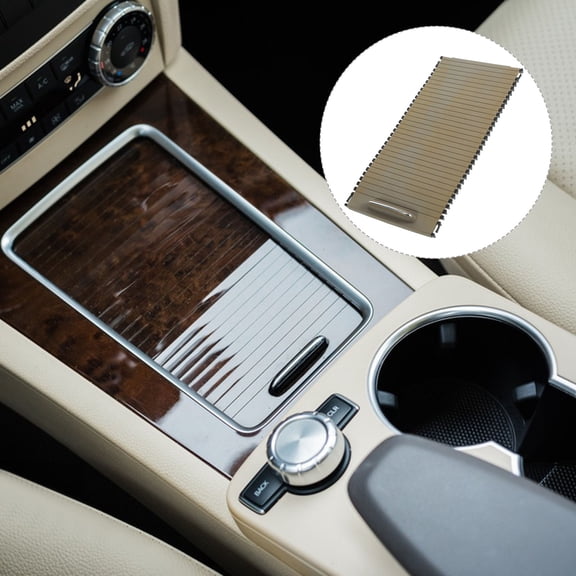 OUNONA Car Cup Holder Sliding Roller Cover for Center Console, Beige, Material, Easy Install, Universal Fit