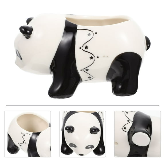 OUNONA Cartoon Panda Ceramic Flower Pot for Succulents Assorted Color Lightweight and Sturdy 7 inch