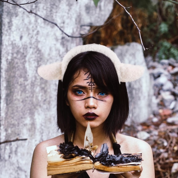 OUNONA Cartoon Sheep Ear Hairband For Girls Plush Cartoon Animal Headwear Cute And Funny Hair Accessory Ideal For Spring Festivals And Cosplay