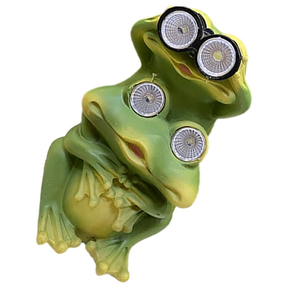 OUNONA Cartoon Solar Lamp Ornament Garden Yard Animal Ornament Resin Frog Statue Garden Frog Statue