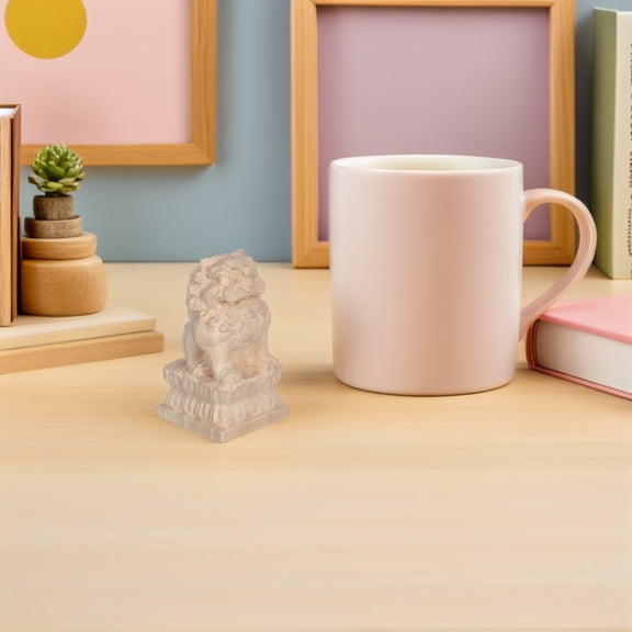 OUNONA Decorative Beige Lion Head Wood Finials for Home Railing and Fence