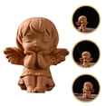 thumbnail image 1 of Tineasur Khaki Wooden Angel Figurine with Carved Wings, Elegant Home Decor Sculpture for Living Room or Office, 1 of 8