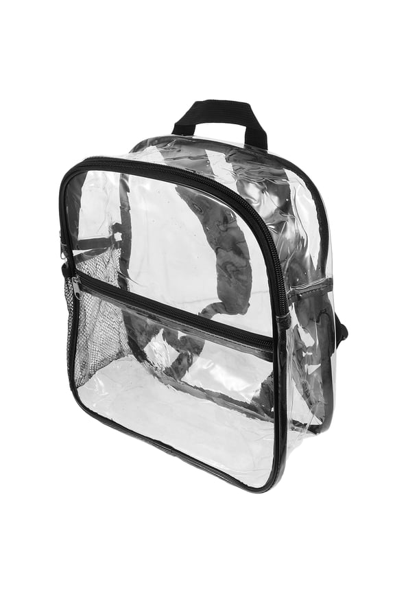Casual Transparent Backpack Plastic Storage Bag Travel Pouch Lightweight Backpack for Phone Purse Black