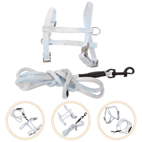 OUNONA Cat Chest Back Harness Leash Cat Harness Vest with Leash Blue Polyester Adjustable S 1Pack