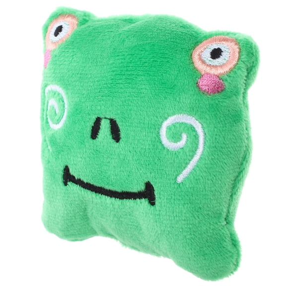 OUNONA Cat Toy Plush Frog Cube with Catnip, Interactive Crinkle Paper and Bell, Pet Supply for Indoor Cats