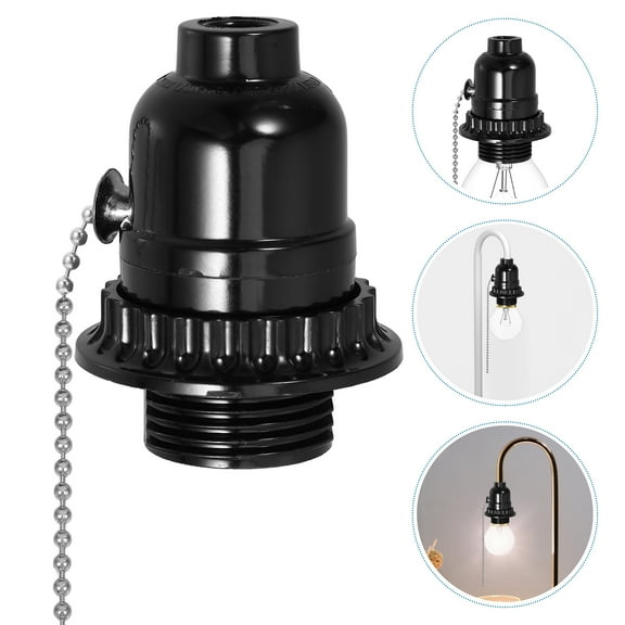 OUNONA E27 Ceiling Light Socket with Pull Chain, Lamp Holder Replacement for Ceiling Light Fixtures, Lamp Base
