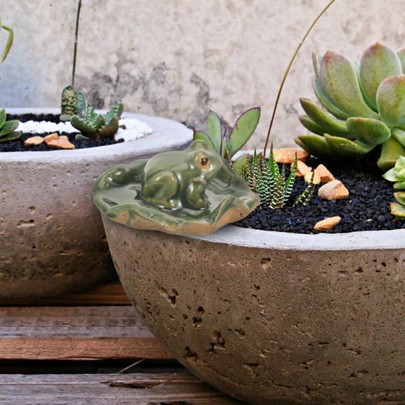 OUNONA Ceramic Frog for Garden Ornament Figure Statue Mini