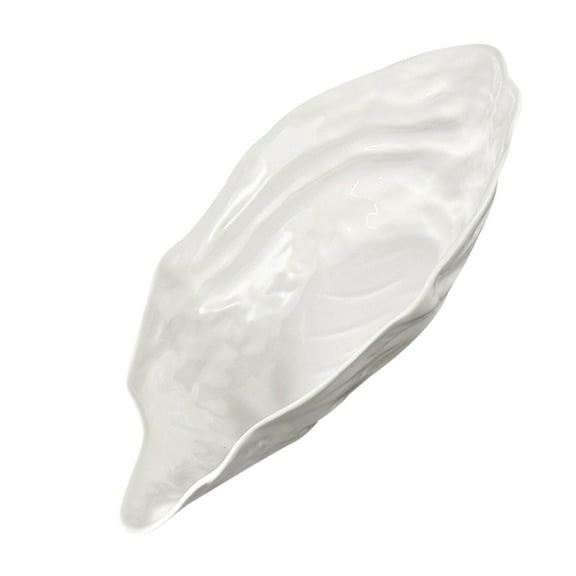 OUNONA Ceramic Oyster Platter Shell Shaped Serving Dish Decorative Seafood Bowl Sushi Salads Serving Plate For Restaurant Home Party (7.5 inches)