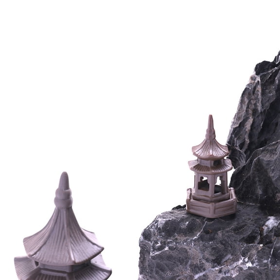 OUNONA Ceramic Pagoda for Aquarium Decor Dark Grey Study Room Ornament 1 Pc Suitable for Fish Tank