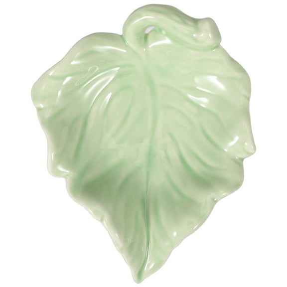 OUNONA Ceramic Self Draining Soap Dish Self-draining Soap Holder Bar Soap Leaf Shape Soap Dish