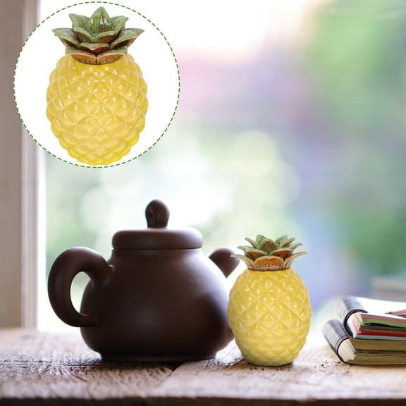 NUOLUX Ceramic Pineapple Shaped Tea Canister Yellow For Home Supplies 1Pcs 5.23X3.54X3.54in