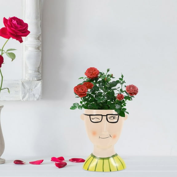 OUNONA Ceramic Vase Ornaments Modern Indoor Vases Plant Pots Yellow