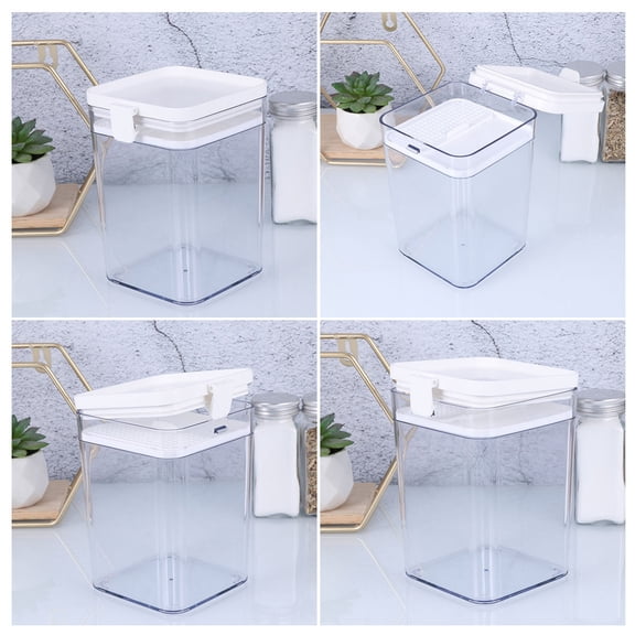 OUNONA Airtight Cereal Container for Grains Storage, White ABS Plastic, 1 Piece Kitchen Organizer