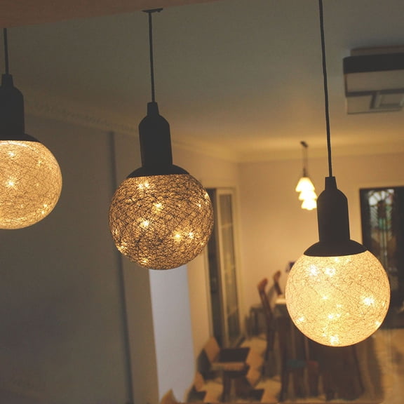 OUNONA Chandelier LED String Lights Grey Cotton Wrapped Decorative Night Light for Home