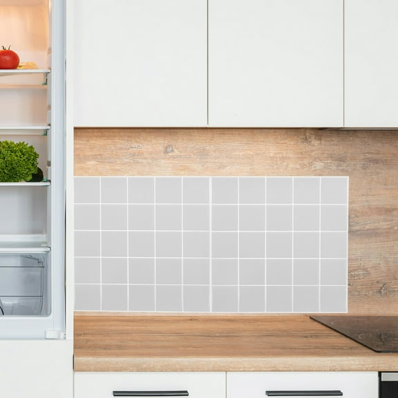 OUNONA Checkered Peel and Stick Tile Adhesive Backsplash for Kitchen White