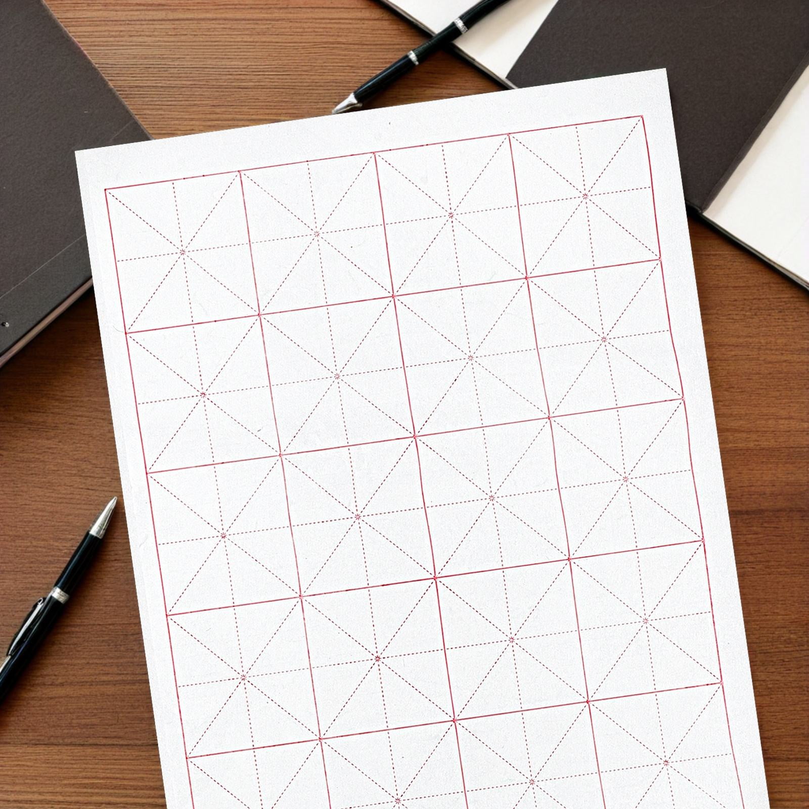 OUNONA Chinese Xuan Paper Semi- Grid Sheets for Daily Practice and Artistic Writing