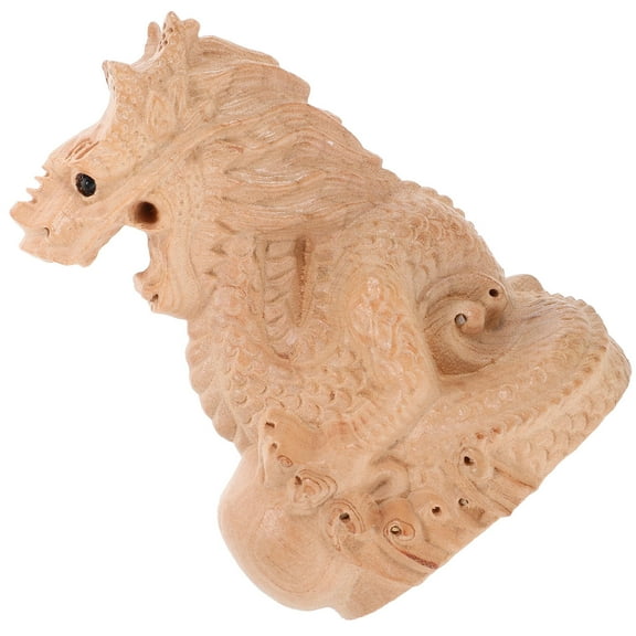 OUNONA Chinese Dragon Craft Desktop Wooden Carved Dragon Statue Sculpture Office Tabletop Decoration )