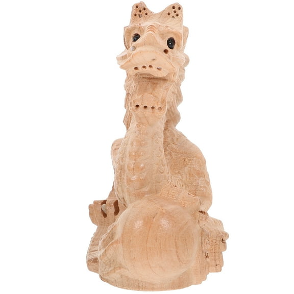 IFANLANDOR Wood Dragon Craft Khaki Color For Art Lovers Office 1Set 4.3x3.1x2.2in