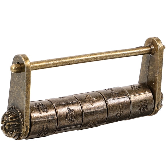 OUNONA Chinese Style Text Password Lock Vintage Lock Small Padlock Metal Lock for Cabinet