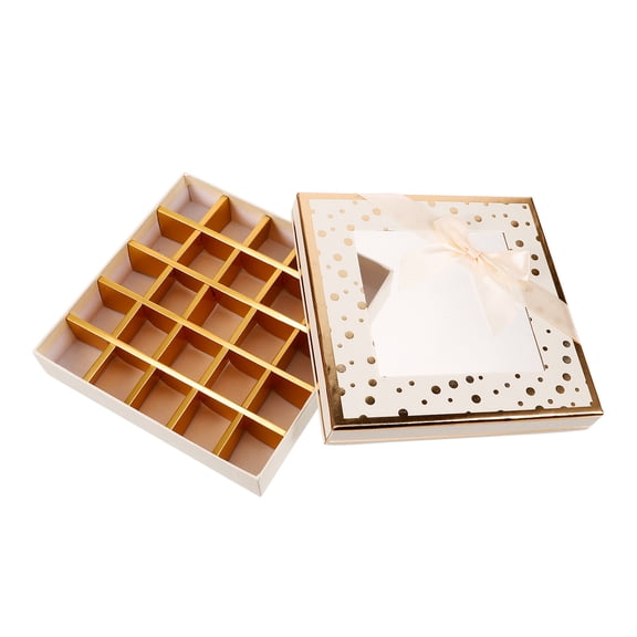 OUNONA Chocolate Box Packaging Beige Hardboard Party Accessory for Wedding 1Pack