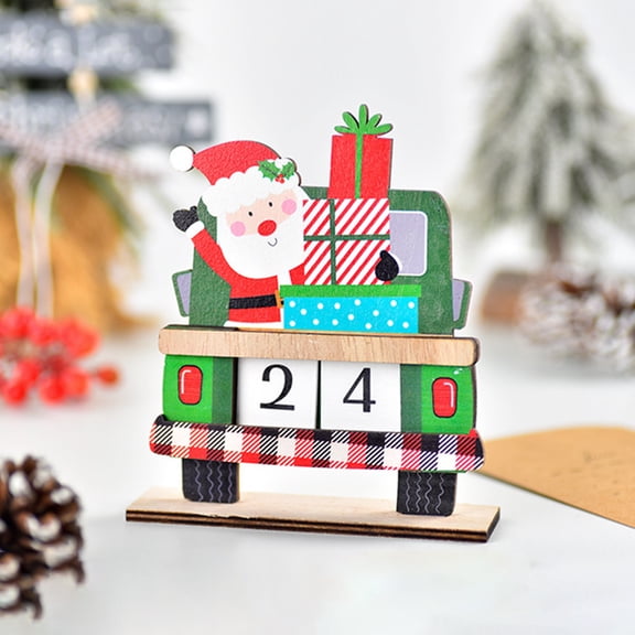 OUNONA Wooden Christmas Countdown Calendar with Red Synthetic Material for Holiday Decoration 1 Set