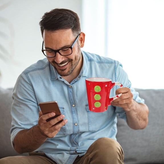 OUNONA Christmas Red Santa Wine Glass Goblet Cup Painted Decorative Holiday Use