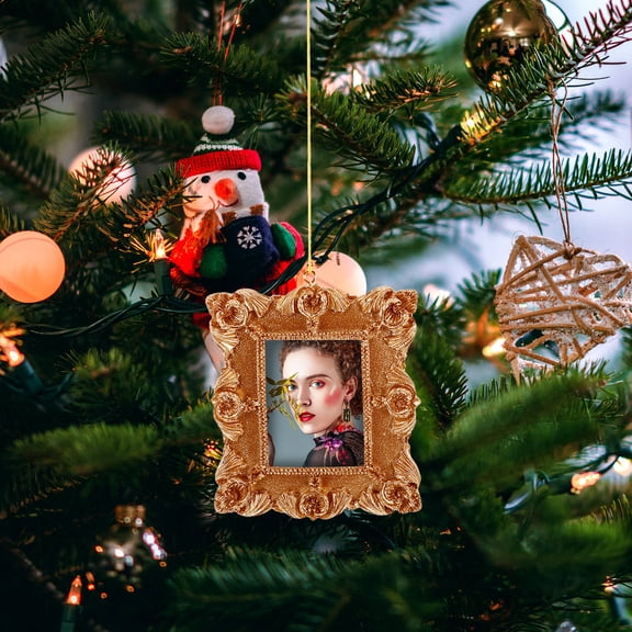 OUNONA Christmas Tree Photo Frame Ornament 3D Christmas Tree Hanging Photo Frame Picture Frames Ornament for Xmas Holiday Party