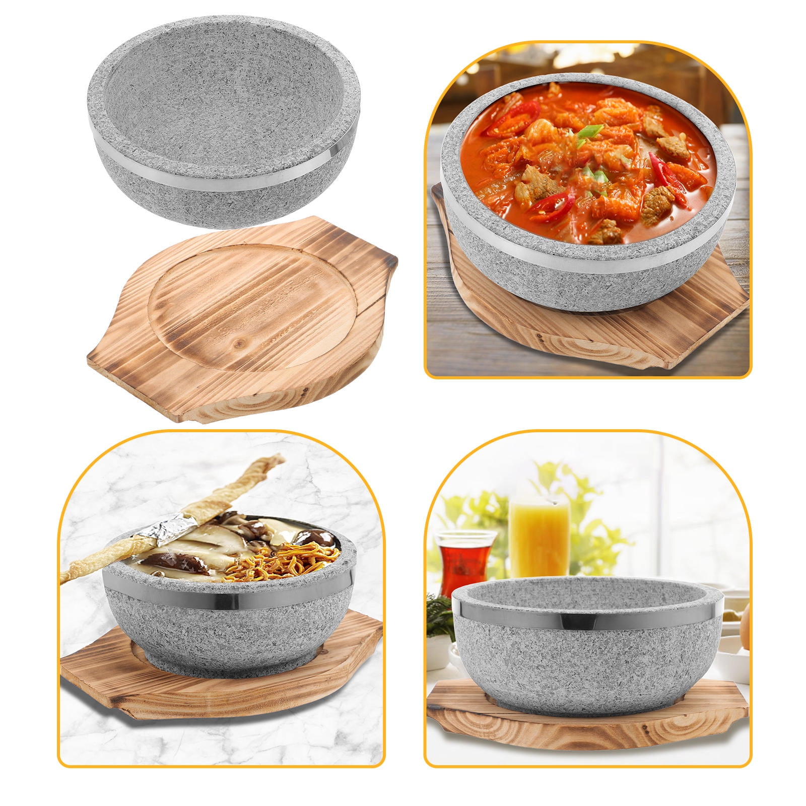 NUOLUX 1Set Stone Bibimbap Bowl with Tray Grey Multi Function Kitchen ...