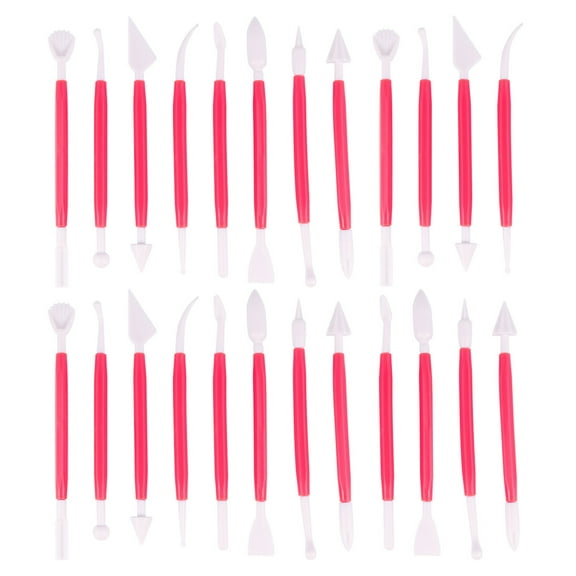 OUNONA 3 Sets/Total 24pcs Pottery Modeling Tools in Pink for Craft Projects Resin Carving Handicraft Making