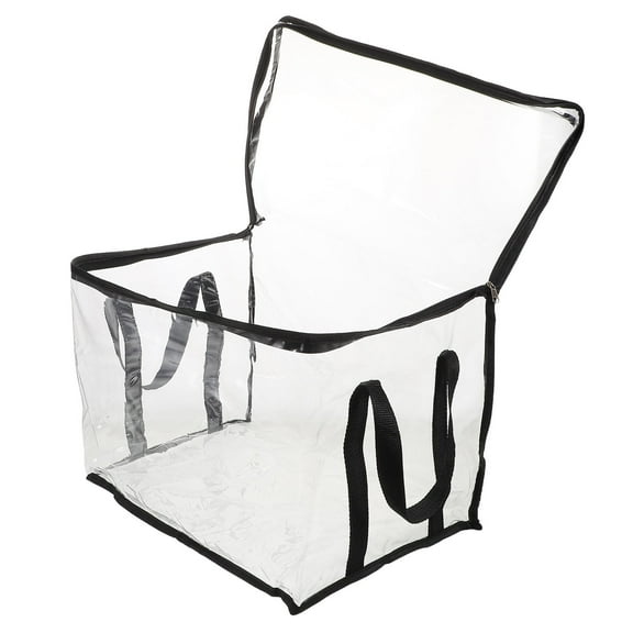 OUNONA Clear Book Organizing Bin Transparent Storage Container Portable Waterproof Book Bag Large Capacity Transparent Holder