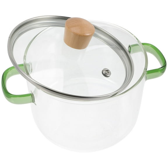 OUNONA Clear Glass Simmering Pot with Double Handles, Cooking Pot for Daily Use, 1 Piece