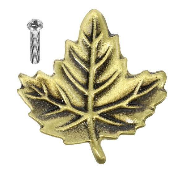 WEAVILUX Kitchen Cabinet Knob Golden Copper Leaf Shaped 1Pcs 2.12X1.97X0.59In