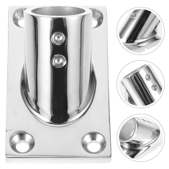 OUNONA Closet Rod Railing Base Rustproof Boat Hardware 7.7x4.4cm Silver