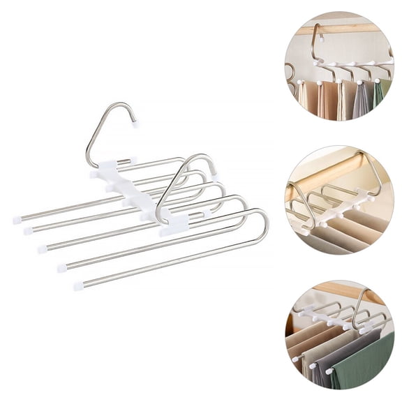 OUNONA Closets Stainless Steel Trouser Hanger Pants Hanger Rack Miss 34x25x5.5cm White